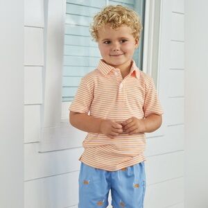 Beaufort Bonnet Striped Polo Orange and White